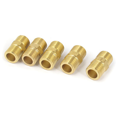 Harfington Uxcell 5 Pcs 3/8BSP to 3/8BSP Male Thread Brass Pipe Hex Pipe Fitting Quick Adapter