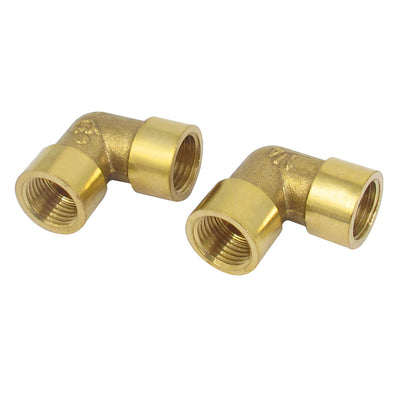 Harfington Uxcell 1/4BSP Female to Female Metal L Shape Elbow Hose Pipe Tube Fitting Connector 2pcs