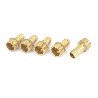 Harfington Uxcell Brass 1/2BSP Male Thread to 13mm Hose Barb Straight Fitting Adapter  5PCS