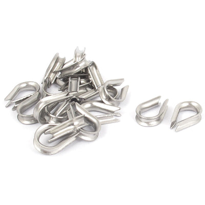 Harfington Uxcell 304 Stainless Steel 2mm 5/64" Wire Rope Cable Thimbles Silver Tone 20pcs