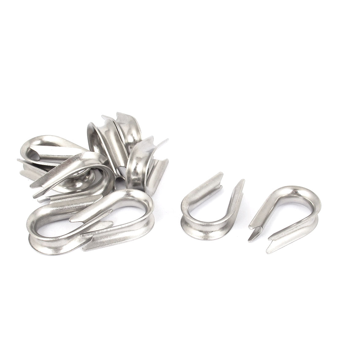 uxcell Uxcell 304 Stainless Steel 5mm 3/16" Wire Rope Cable Thimbles Silver Tone 10pcs
