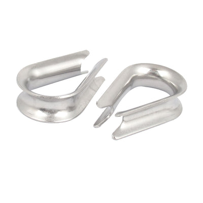 Harfington Uxcell 304 Metal 10mm 3/8" Wire Rope Cable Thimbles Silver Tone 2pcs