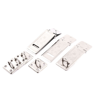 Harfington Uxcell Cabinet Drawer Door Safety Stainless Steel Hasp Staple Shed Clasp Latch Lock Set 5pcs