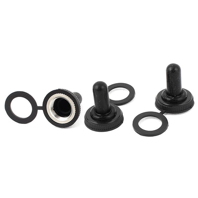 Harfington Uxcell 3 Pcs 11mm Female Thread Waterproof Toggle Switch Boot Rubber Cover Cap Protector Black