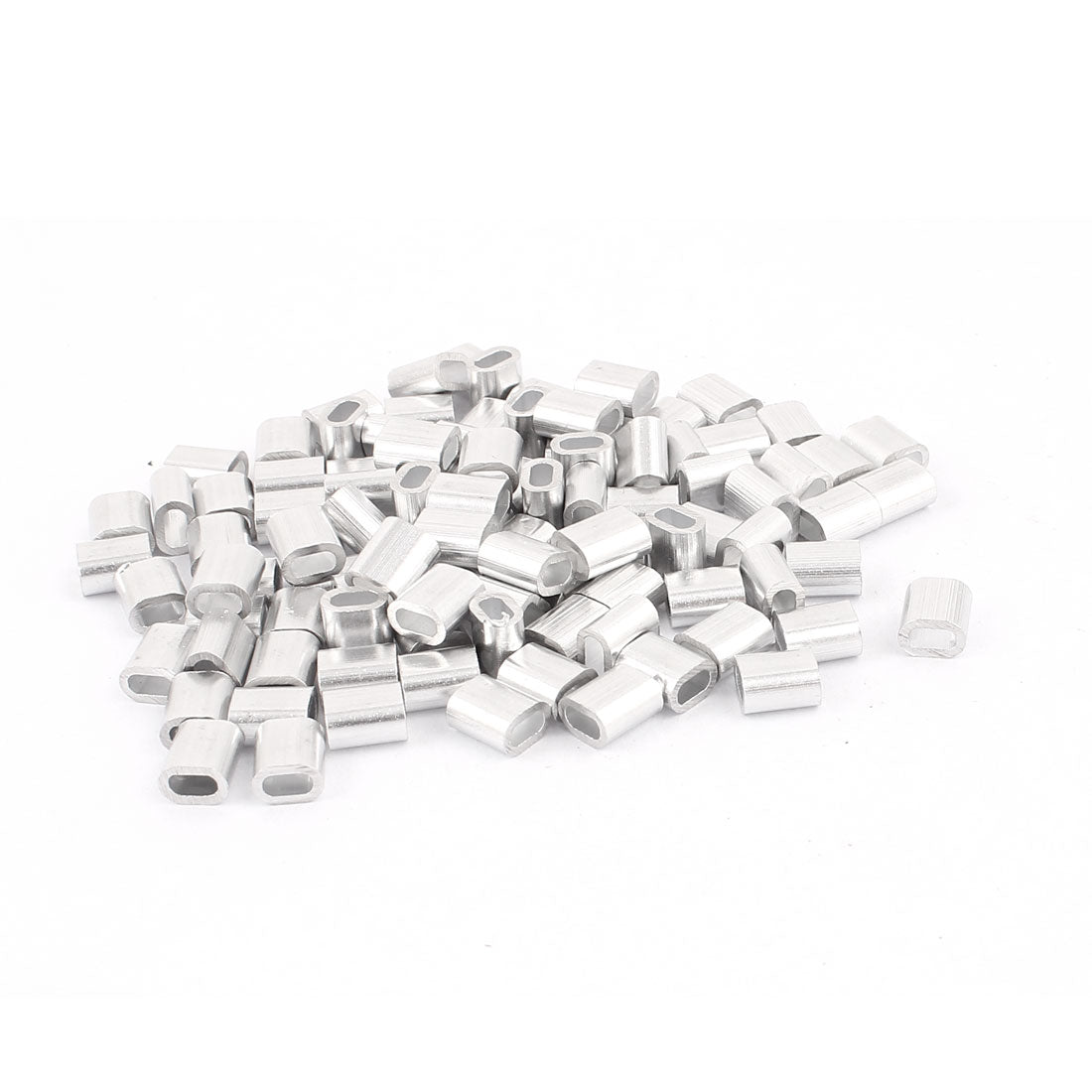 uxcell Uxcell 2mm 5/64" Steel Wire Rope Aluminum Ferrules Sleeves Silver Tone 100 Pcs
