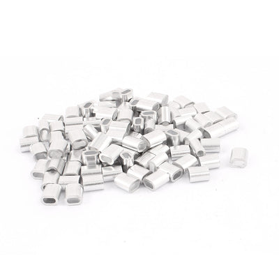 Harfington Uxcell 2mm 5/64" Steel Wire Rope Aluminum Ferrules Sleeves Silver Tone 100 Pcs