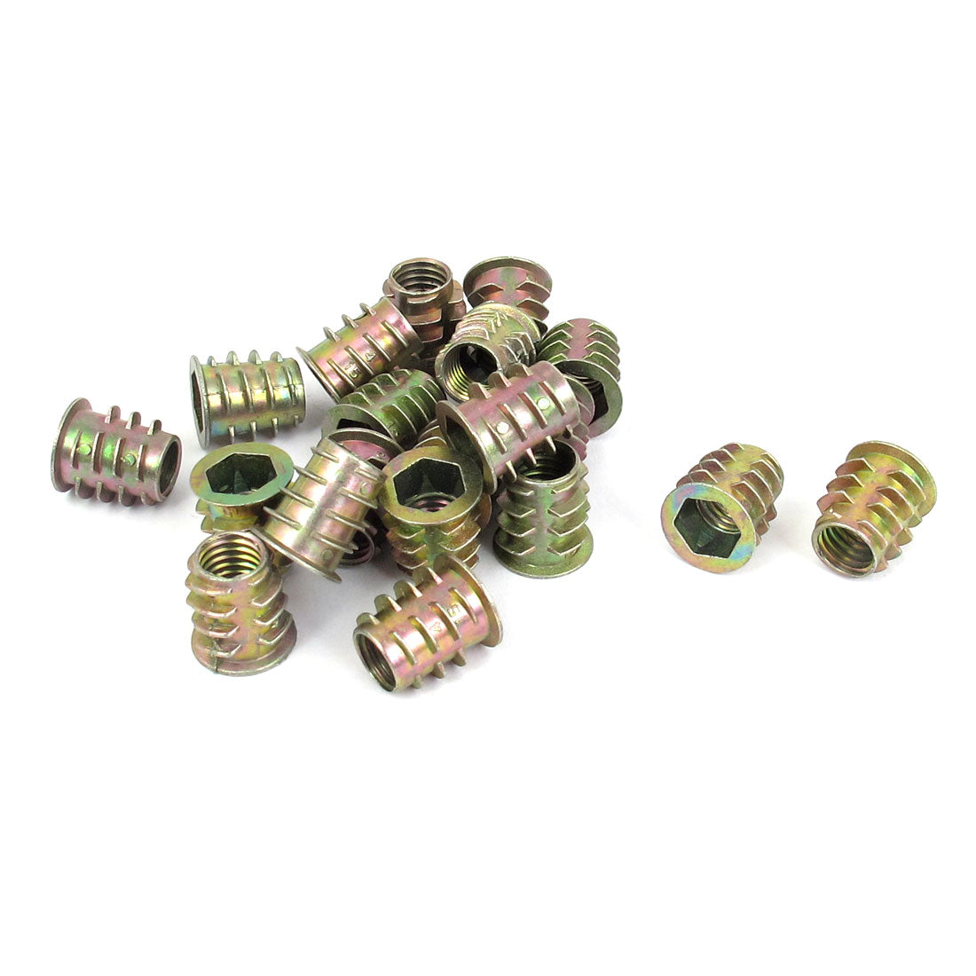 uxcell Uxcell 20 Pcs M8x15mm Zinc Plated Hex Socket Screw in Thread Insert Nut for Wood