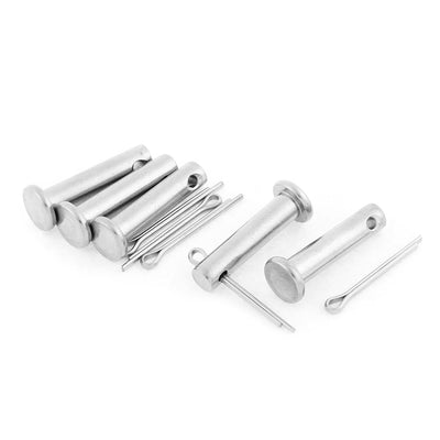Harfington Uxcell M6x25mm Flat Head 304 Stainless Steel Clevis Pins Fastener 5 Sets