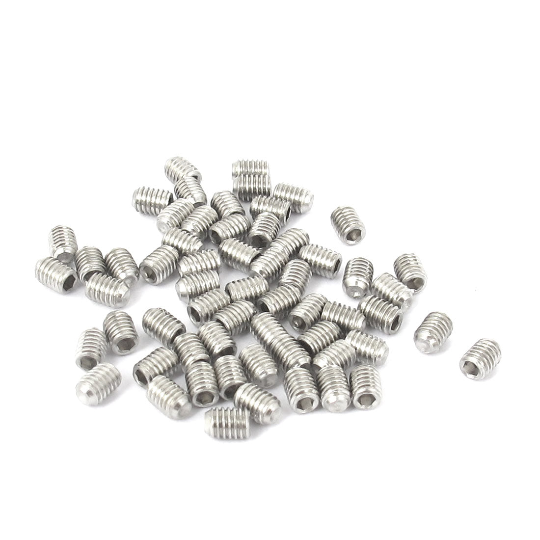 uxcell Uxcell M3x4mm Stainless Steel Hex Socket Set Cap Point Grub Screws Silver Tone 50pcs