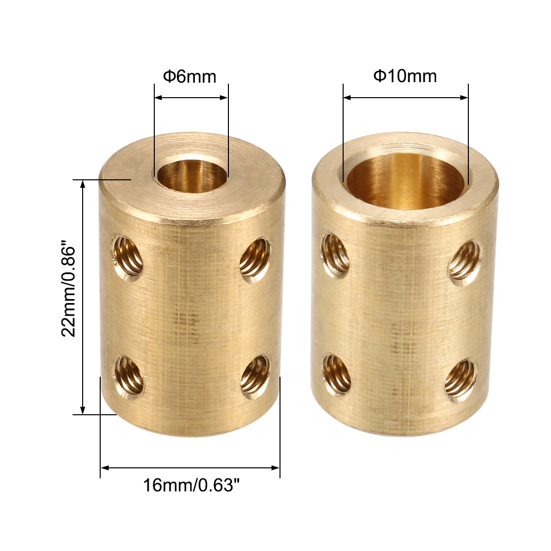 uxcell Uxcell 6mm to 10mm Bore Rigid Coupling 22mm Length 16mm Diameter DIY Coupler Connector