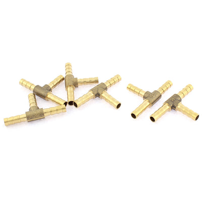 Harfington Uxcell 6Pcs T-Shape 3 Ways Brass Hose Barb Fitting Adapter Coupler for 6mm Pipe