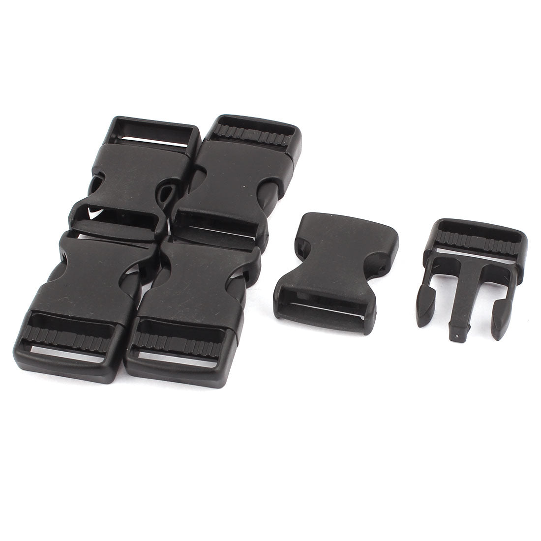 uxcell Uxcell 5pcs Black Plastic Packbag Side Quick Release Buckle for 2.5cm Width Strap Band