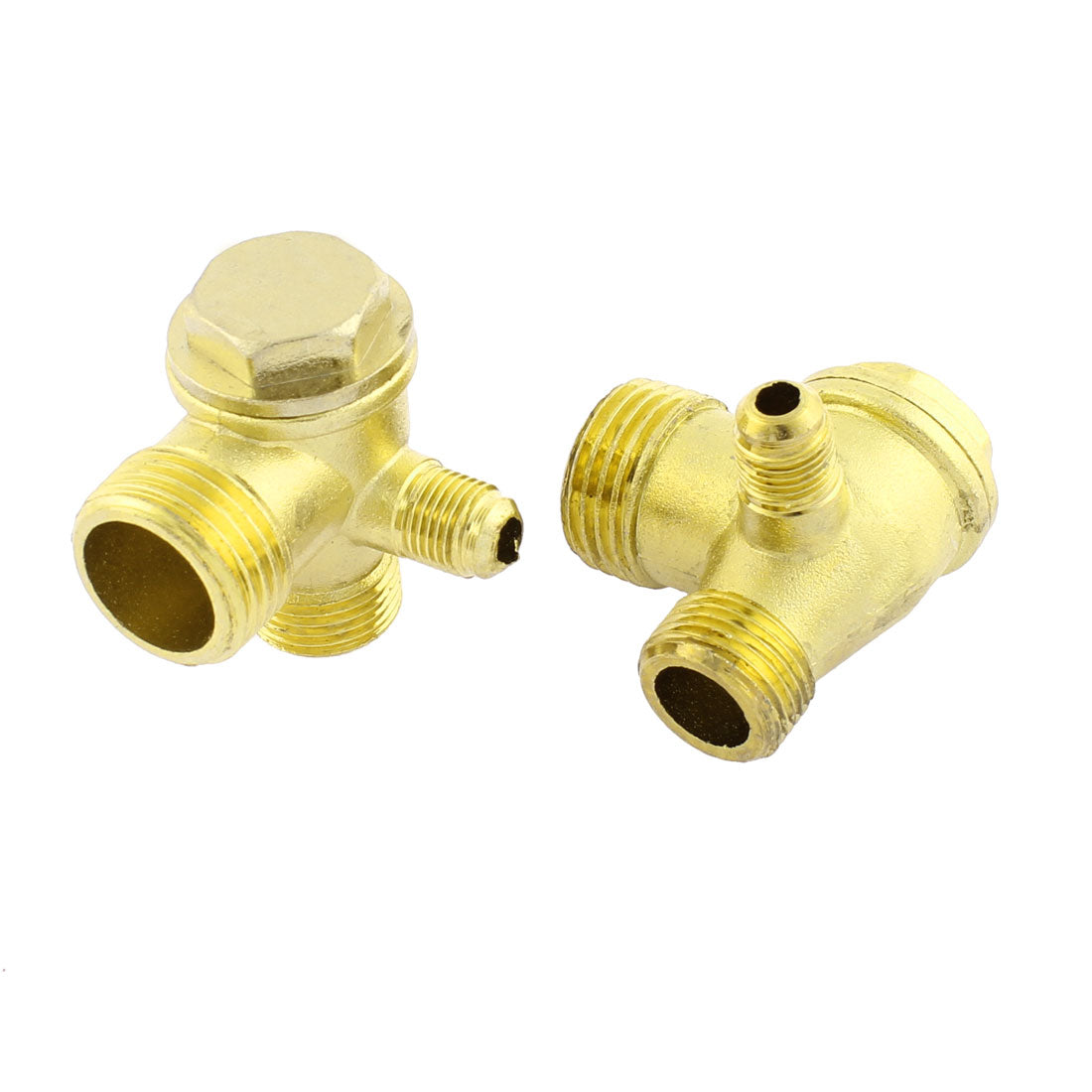 uxcell Uxcell Air Compressor 3 Port Brass Tone Male Thread Check Valve Connector 2pcs