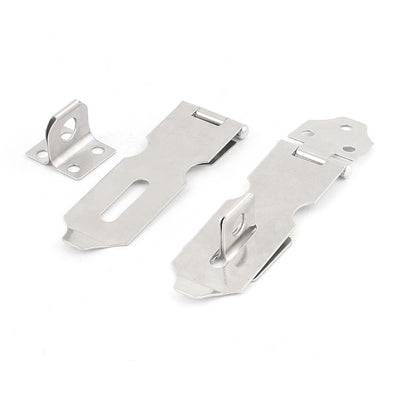 Harfington Uxcell Cupboard Gate Safety Padlock Latch Metal Door Hasp Staple Silver Tone 2 Sets