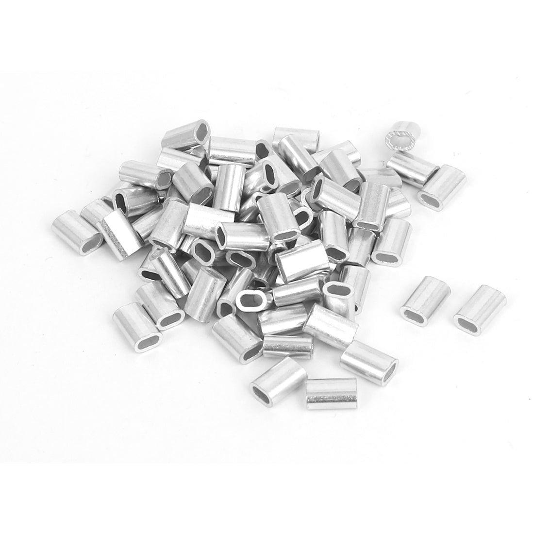 uxcell Uxcell 80pcs M1.5 Oval Aluminum Clip Ferrule Sleeves for 1.5mm Wire Rope