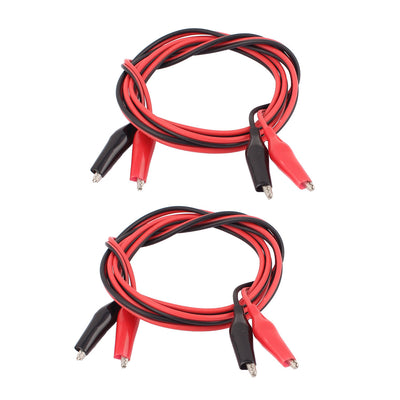 Harfington Uxcell 2pcs Black Red Plastic Insulation Cover Double Ended Test Leads Alligator Clip Jumper Probe Cable 1.5m Long