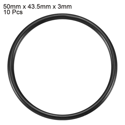 Harfington Uxcell 10Pcs 50x3mm Black Flexible O Rings Washer Gasket Grommets Rubber Sealing