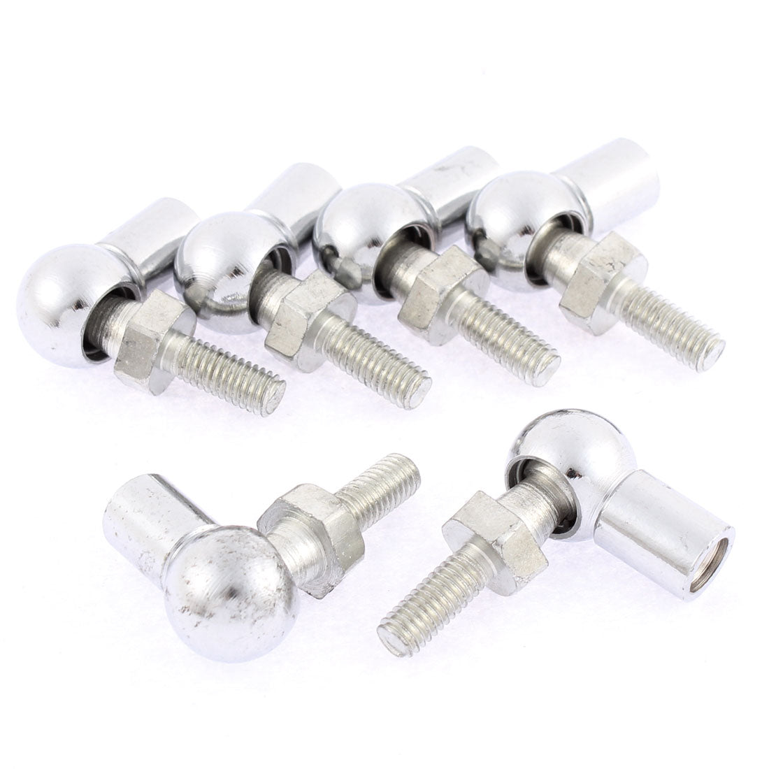 uxcell Uxcell 6mm Male 8mm Female Thread L Shape Ball Joint Rod End Bearing Silver Tone 6pcs