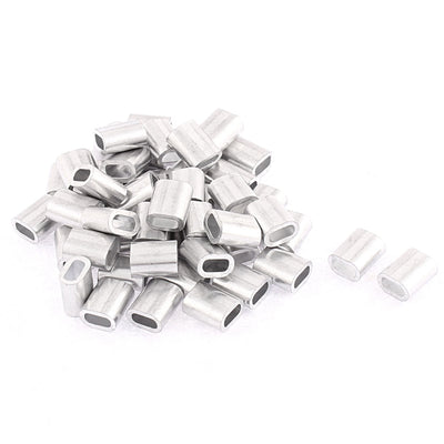 Harfington Uxcell 2.5mm Steel Wire Rope Aluminum Ferrules Sleeves Fittings Loop Clip 50 Pcs