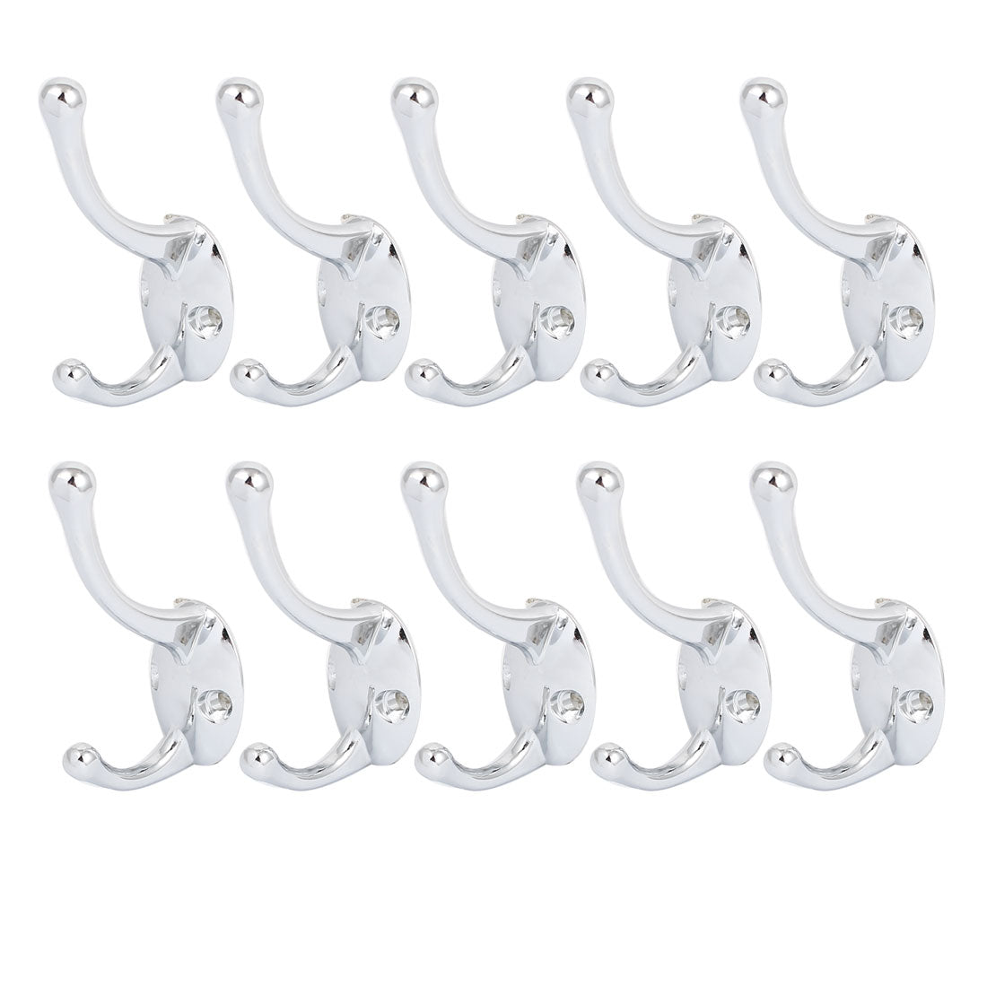 uxcell Uxcell Wall Mount Chrome Finished Double Hooks Hanger 10 Pcs for Hat Coat Clothes Towel