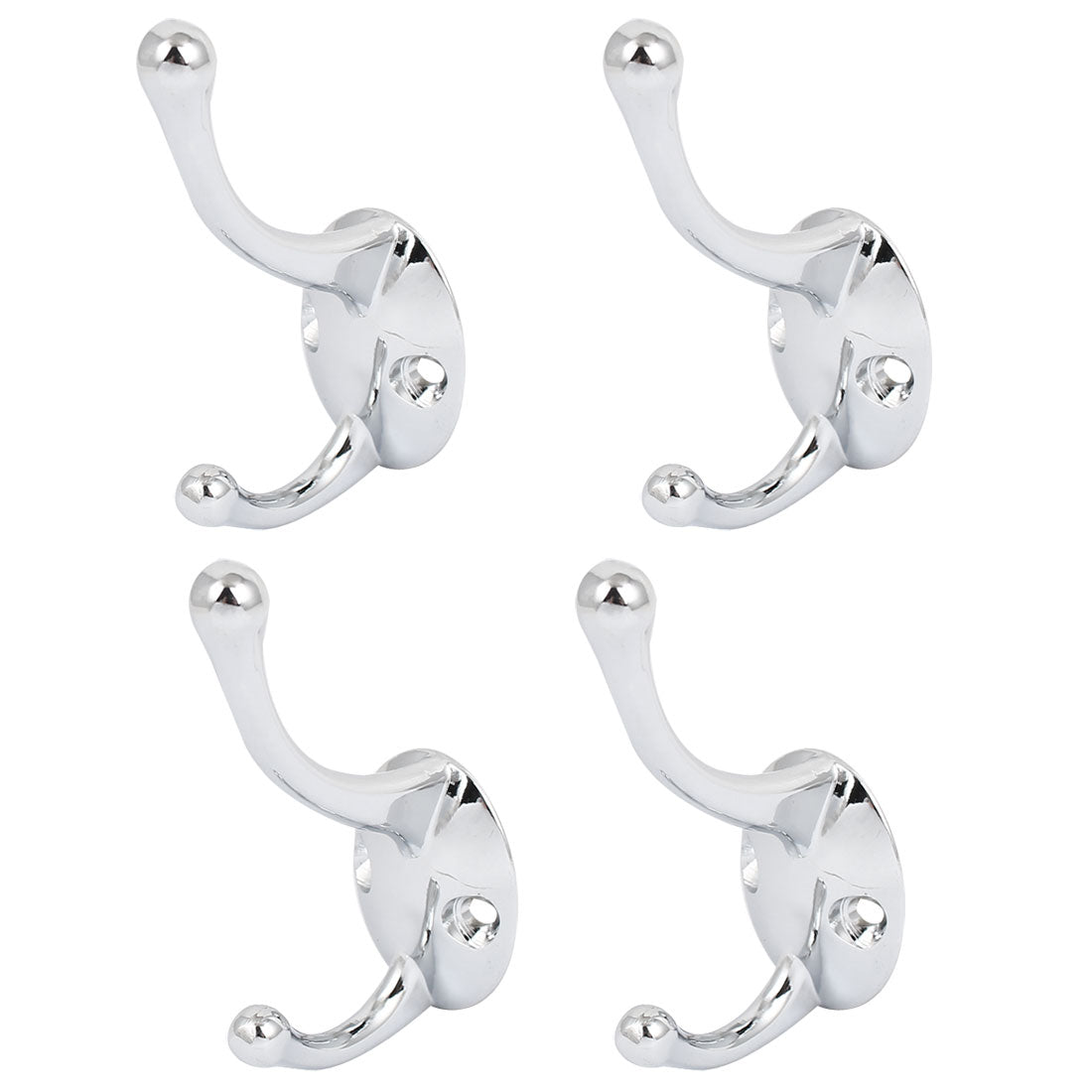 uxcell Uxcell Wall Mount Chrome Finished Double Hooks Hanger 4 Pcs for Hat Coat Clothes Towel