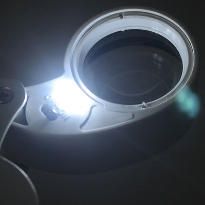 Harfington Uxcell Pocket LED Light Illuminated Magnifier Jewelry Eye 4X Magnifying Loupe