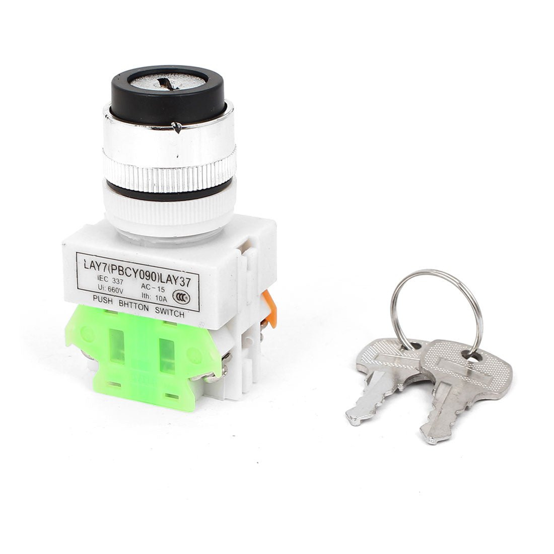 uxcell Uxcell AC 660V 10A 1NO 1NC DPST Key Rotary Start Locking Push Button Switch