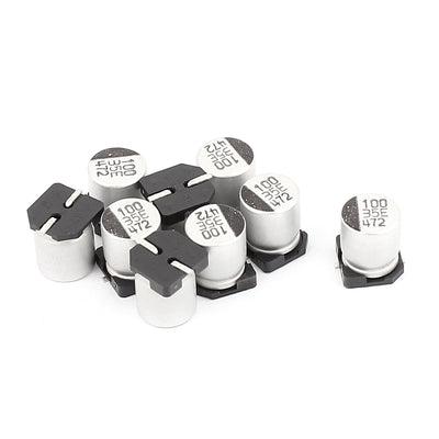 Harfington Uxcell 10pcs 100uF 16V Surface Mounted Devices Aluminum Electrolytic Capacitors 6mm x 7.5mm