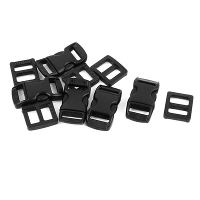 Harfington Uxcell 5pcs Black Plastic Packbag Side Quick Release Clasp Buckles for 10-11mm Webbing Strap