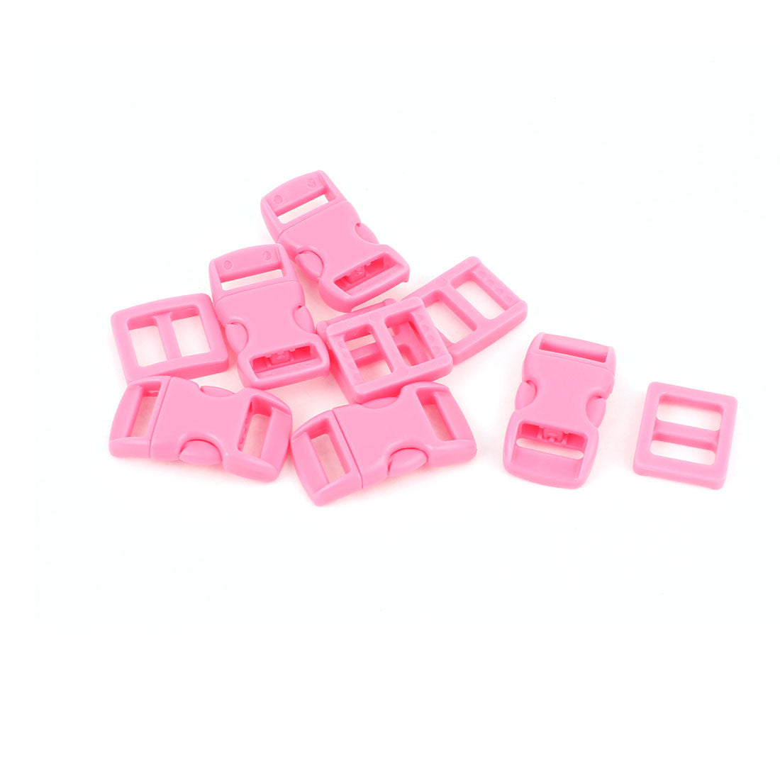 uxcell Uxcell Pink Plastic Luaggage Side Quick Release Clasp Buckles 10-11mm Webbing Strap Band 5pcs