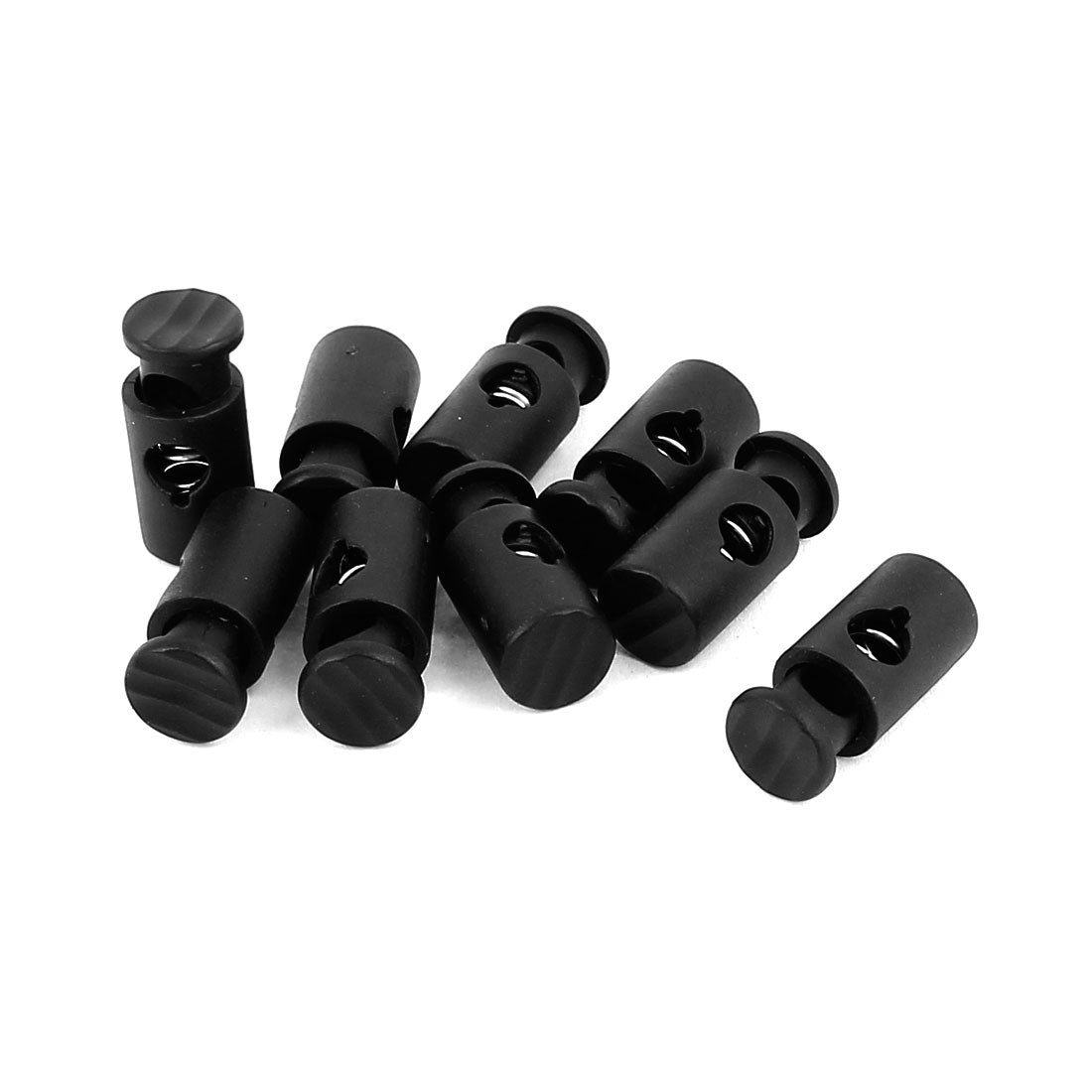 uxcell Uxcell 9pcs 6mm Dia Black Plastic Spring Loaded Single Hole Toggle Drawstring Stop Cord Lock