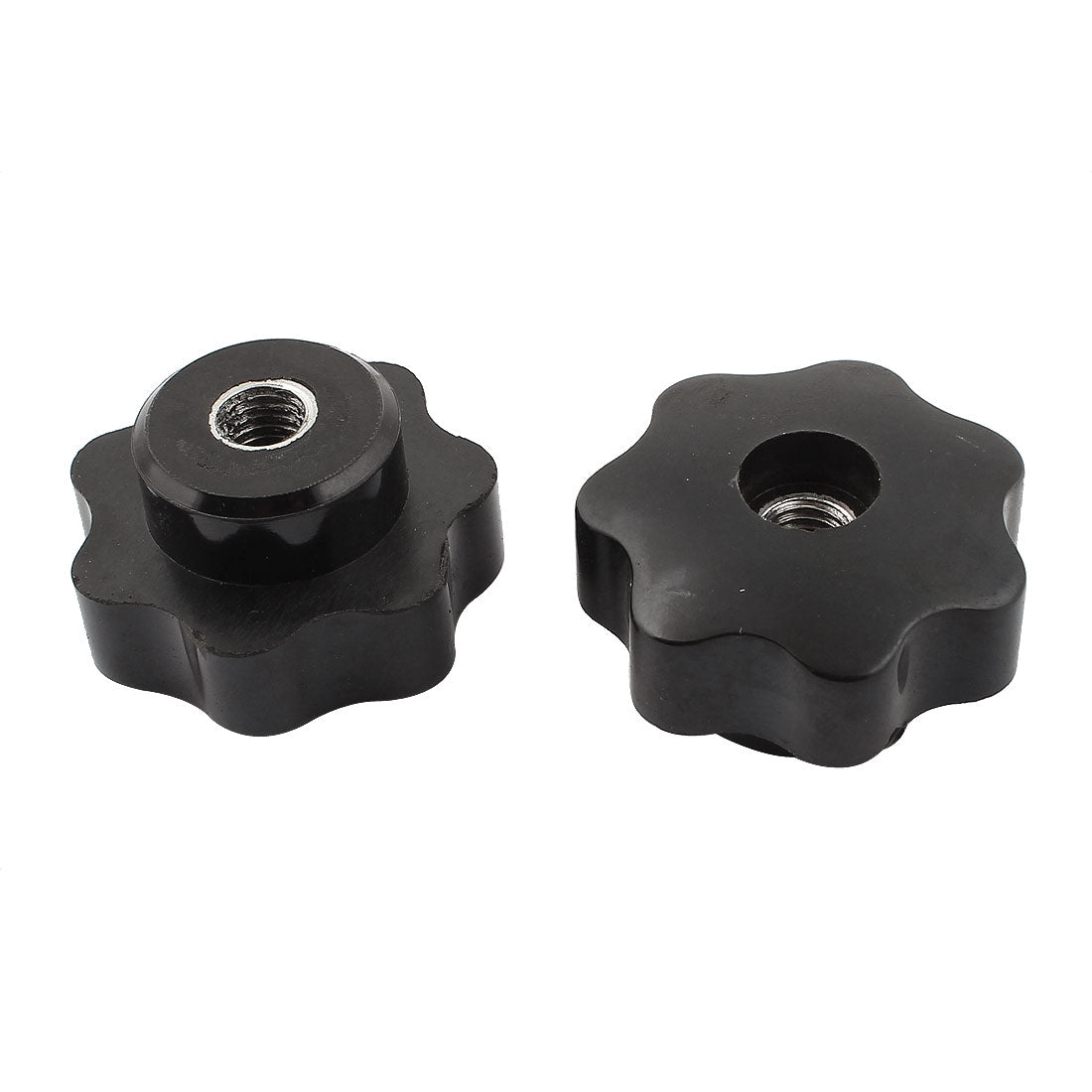 uxcell Uxcell M8 1.25mm Pitch Female Thread Through Hole Star Screw Clamping Knob Black 2pcs
