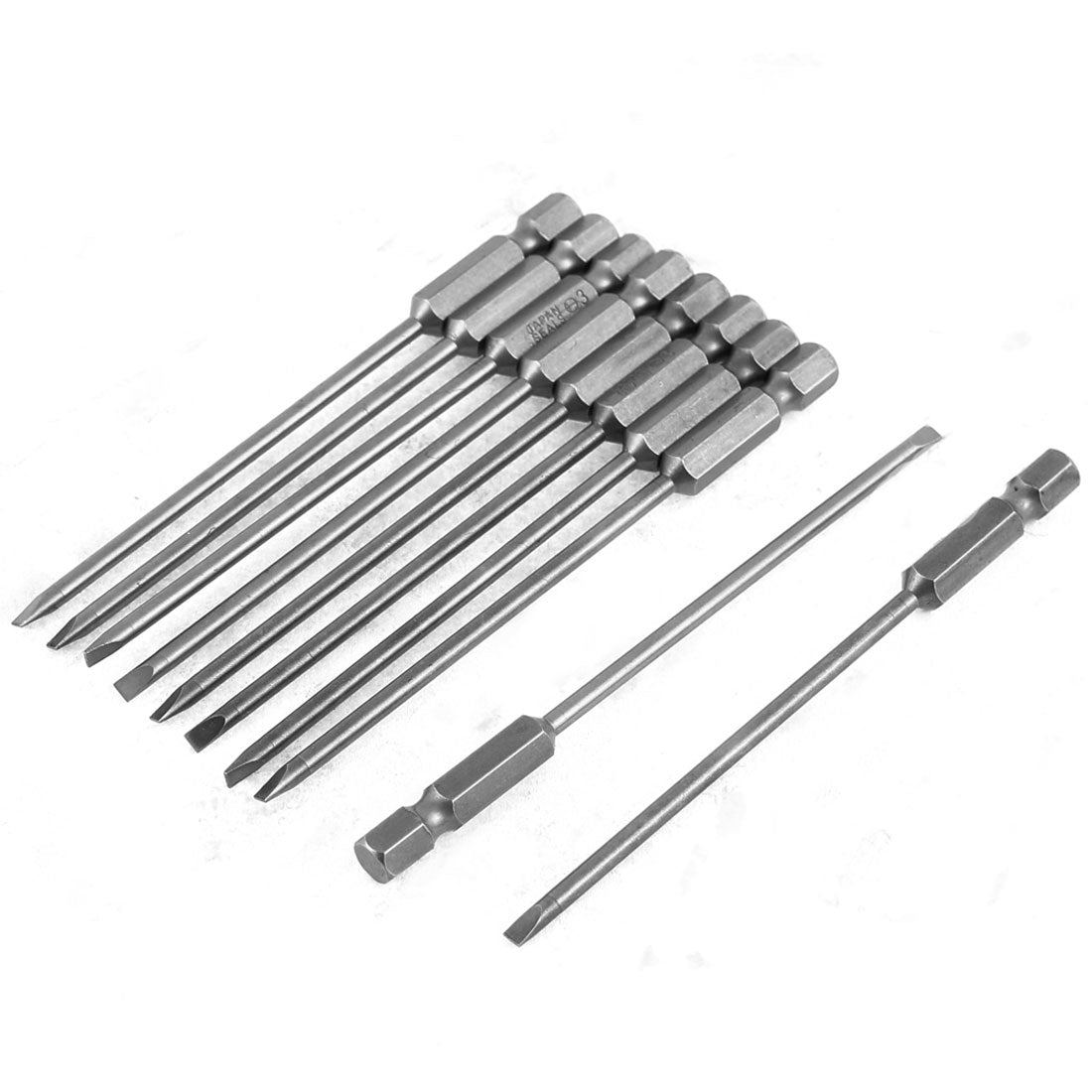 uxcell Uxcell 10pcs 100mm Long 3mm Flat Straight Magnetic Tip Slotted Screwdriver Bits