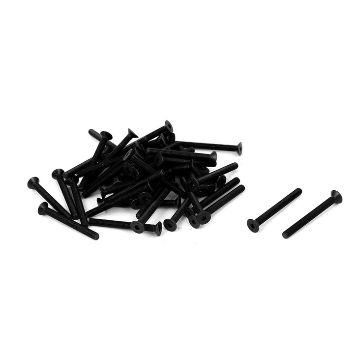 50-Pack M3x30mm Countersunk Hex Socket Screws - 10.9 Carbon Steel, Flat Head, 0.5mm Pitch