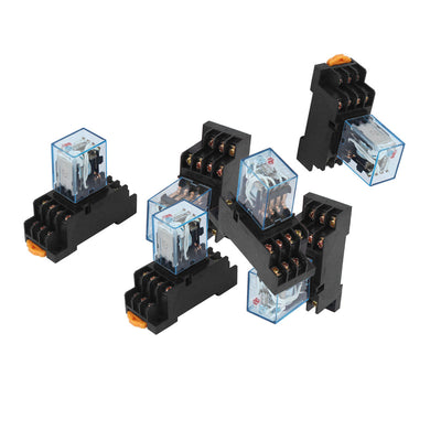 Harfington Uxcell 6 Pcs AC 110V Coil Power Relay HH54PL 14PIN With Socket Base