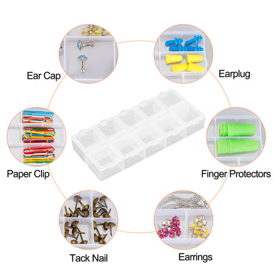 Harfington Uxcell Jewelry Pills Plastic 10 Slots Storage Case Box Organizer Container Clear