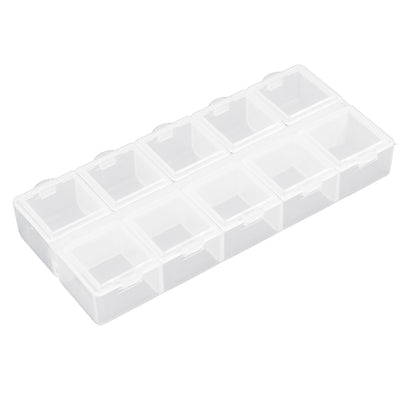 Harfington Uxcell Jewelry Pills Plastic 10 Slots Storage Case Box Organizer Container Clear