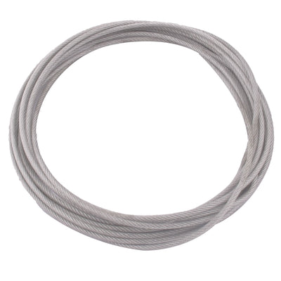 Harfington Uxcell 5M Length 3mm Diameter Plastic Coated Flexible Steel Wire Cable Rope Silver Tone