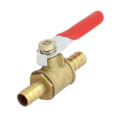 Harfington Uxcell 2pcs 8mm Barb Outer Dia Air Gas Water Pipe Outlet 180 Degree Red Plastic Coated Handle Ball Valve Controller