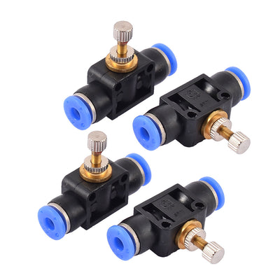 Harfington Uxcell 4pcs 4mm to 4mm Tube Push in Speed Controller Valve Regulators Pneumatic Quick Fittings