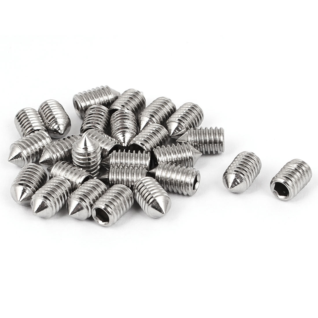 uxcell Uxcell M6 x 10mm 304 Stainless Steel Cone Point Hex Socket Set Grub Screw 25 Pcs