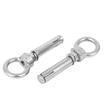 uxcell Uxcell M6x50mm Wall 304 Stainless Steel Expansion Screw Closed Hook Shield Bolts 2pcs