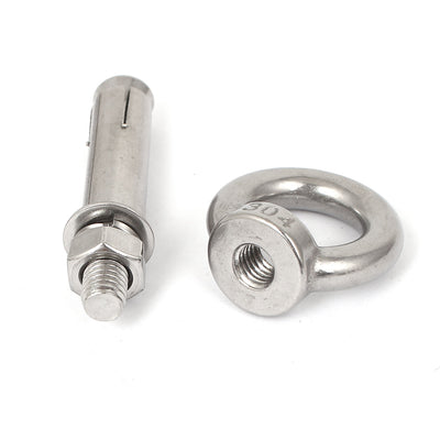 Harfington Uxcell M8x60mm Wall 304 Stainless Steel Expansion Screw Closed Hook Shield Bolts 2pcs