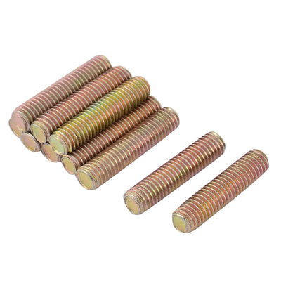 uxcell Uxcell 1.25mm Pitch M8 x 35mm Male Threaded Rod Bar Stud Bronze Tone 10 Pcs
