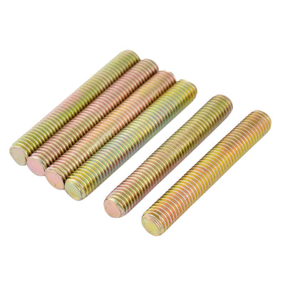uxcell Uxcell 1.25mm Pitch M8 x 55mm Metal Male Threaded Rod Bar Bronze Tone 6 Pcs