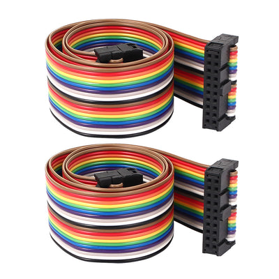 Harfington Uxcell 50cm 20 Pin 20 Way F/F Connector IDC Flat Rainbow Color Ribbon Cable for Arduino DIY 2pcs