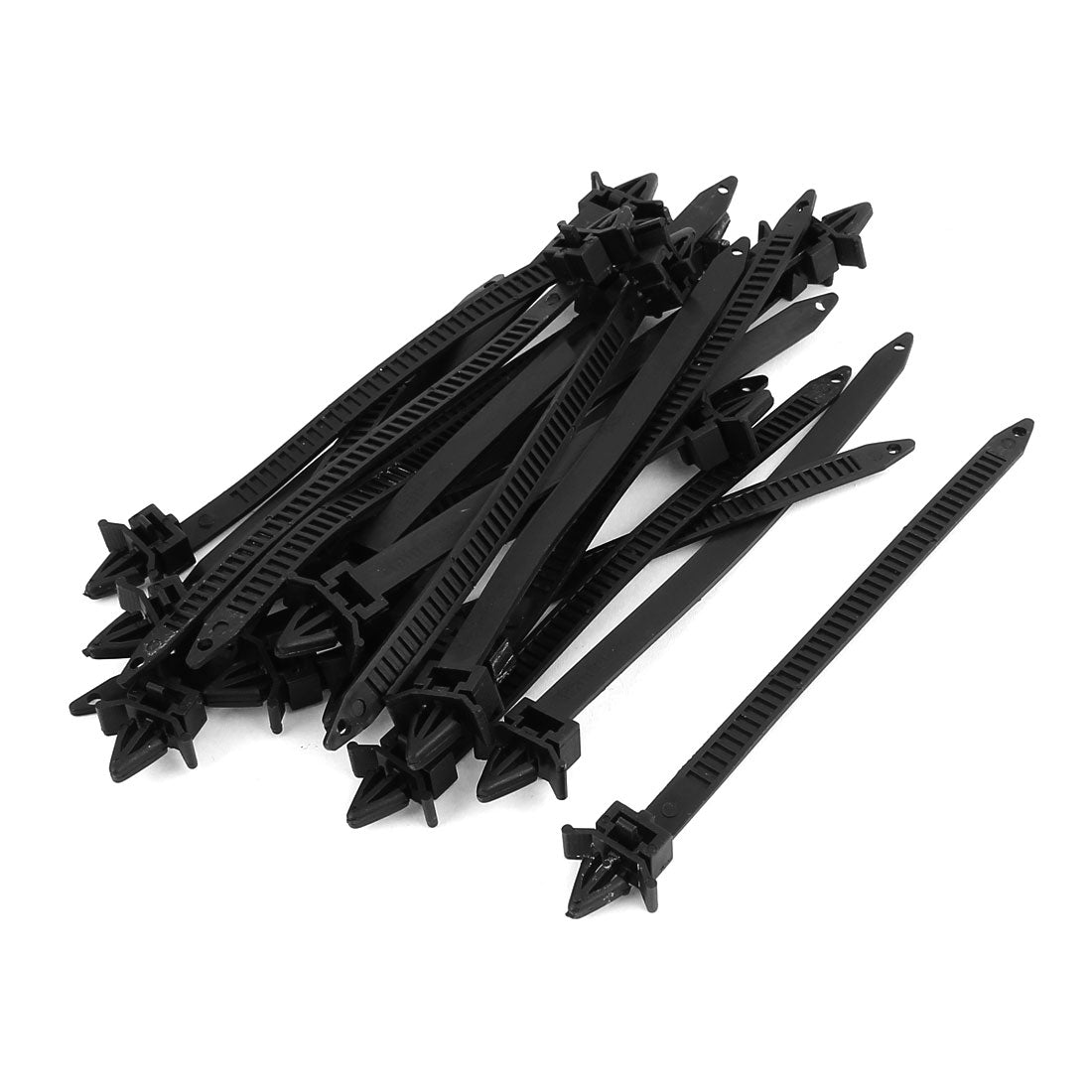 uxcell Uxcell 8mm x 150mm Black Nylon Winged End Push Mount Electrical Cable Ties 20 Pcs