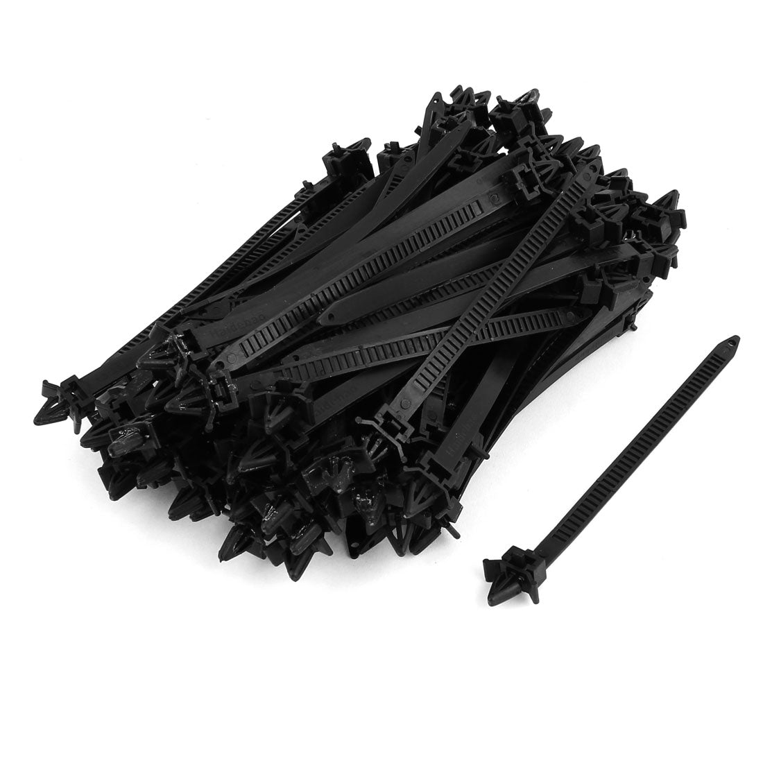 uxcell Uxcell 8mm x 150mm Black Nylon Winged End Push Mount Electrical Cable Ties 100 Pcs
