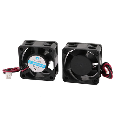 Harfington Uxcell 2Pcs DC12V 0.12A 40mmx40mmx20mm Brushless 5 Vanes Cooling Cooler Case Fan Ball Bearing