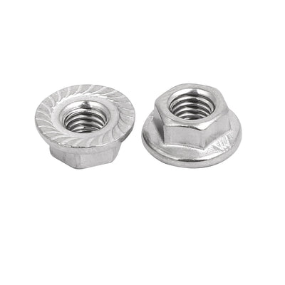 Harfington Uxcell M6 Thread 304 Stainless Steel Serrated Hex Flange Nut 10pcs